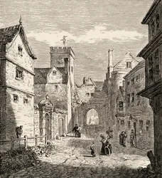 La Puerta Norte y la Prisión Bocardo, Oxford, c.1865 (grabado en madera)